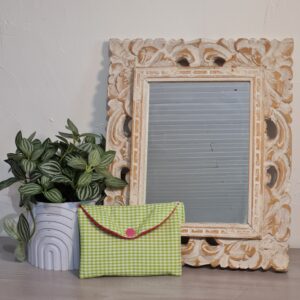 Pochette carte vichy vert