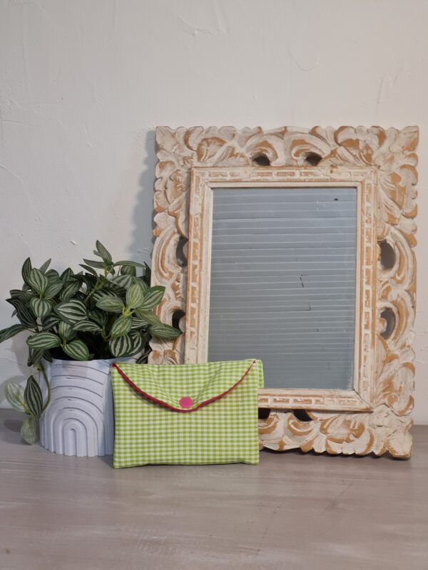 Pochette carte vichy vert