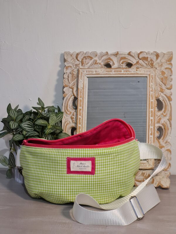 Sac banane vichy vert – Image 2