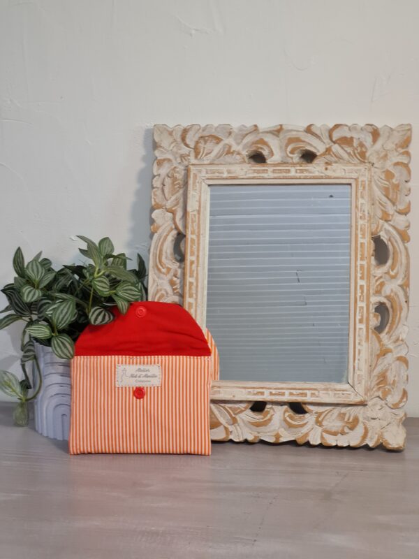 Pochette carte, tissu orange rayé – Image 2