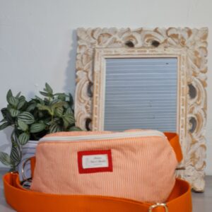 Sac banane, tissu orange rayé