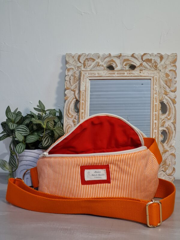 Sac banane, tissu orange rayé – Image 2
