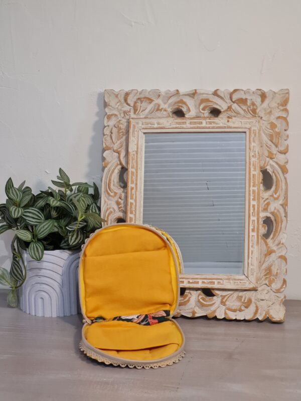 Pochette carrée tissu jungle, fermeture dentelle – Image 2