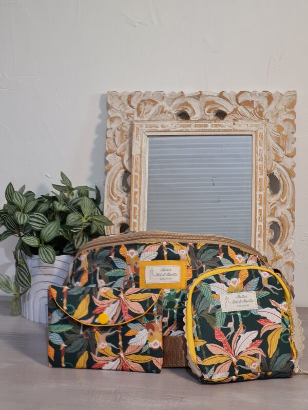 Pochette carrée tissu jungle, fermeture dentelle – Image 3