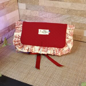 Trousse à bijoux en piqué de coton bordeaux