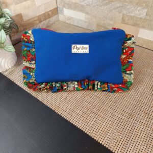 Trousse Froufrou bleu électrique, volant fleuri multicolore