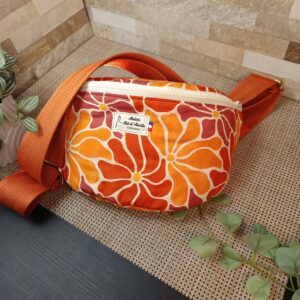 Sac banane, tissu coton vintage 70's orange