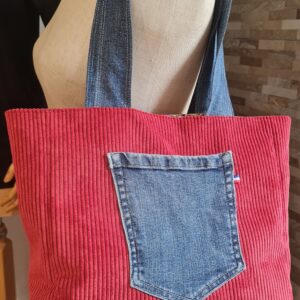 Cabas velours rouge