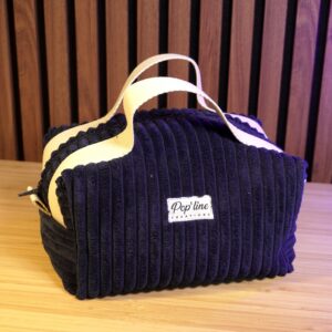 Trousse de toilette velours grosses côtes marine